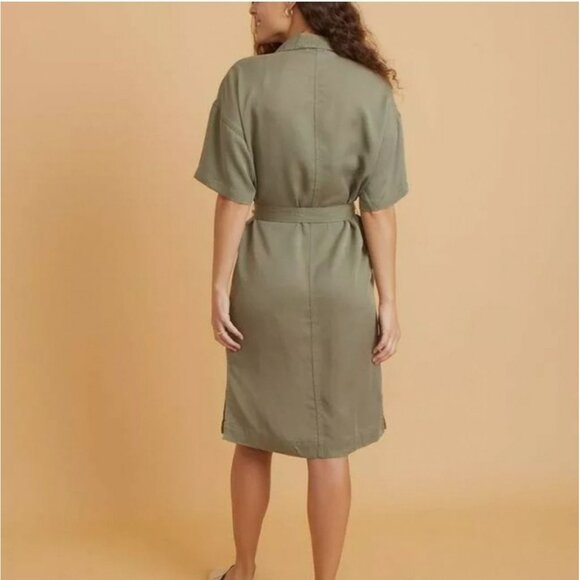 Marine Layer Renata dress Olive green size medium button closure short sleeve - Picture 3 of 16